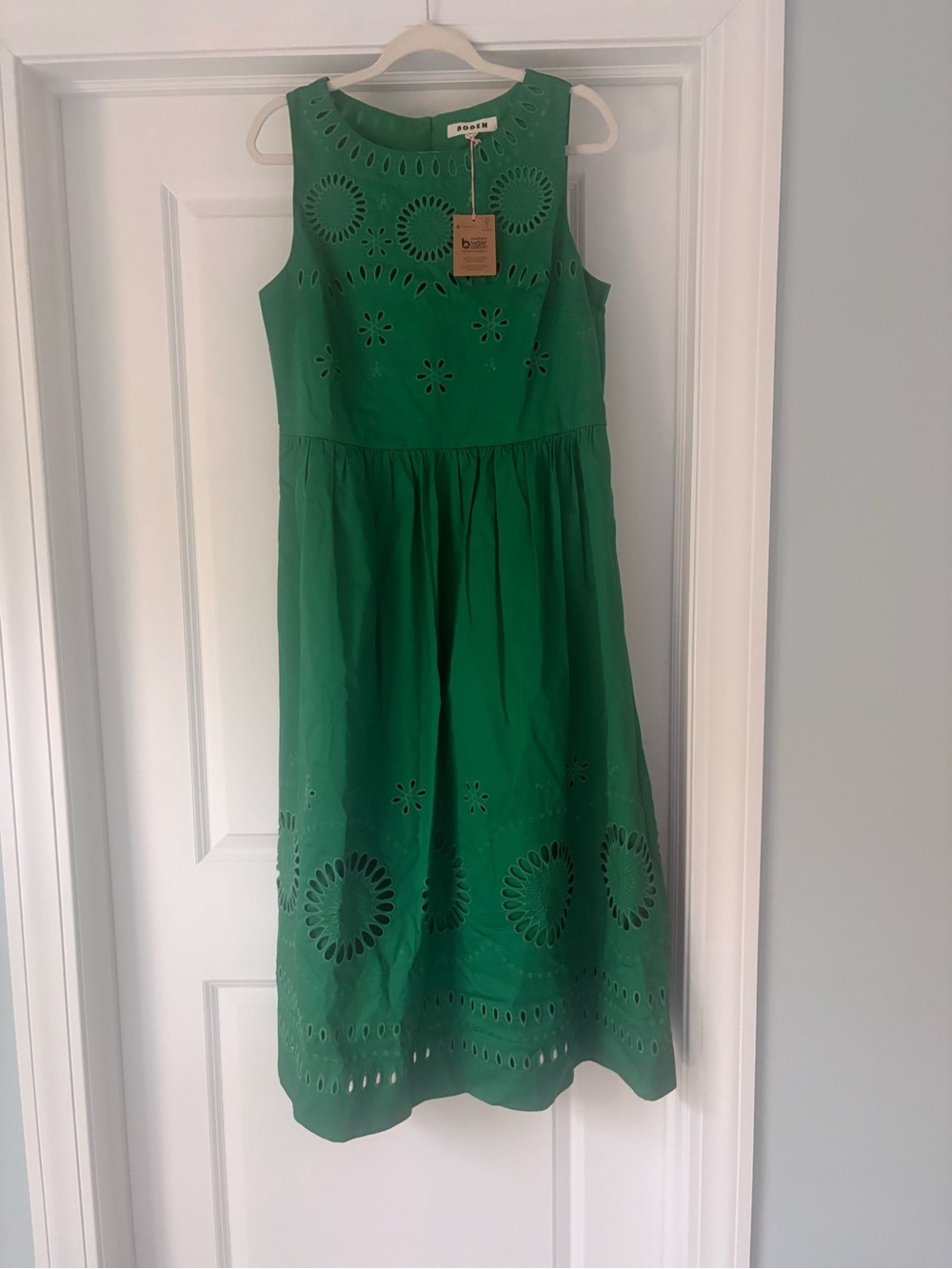 Boden dress NWT US 12 Lauren Broderie midi dress green, cotton, occasion dress - Picture 12 of 15